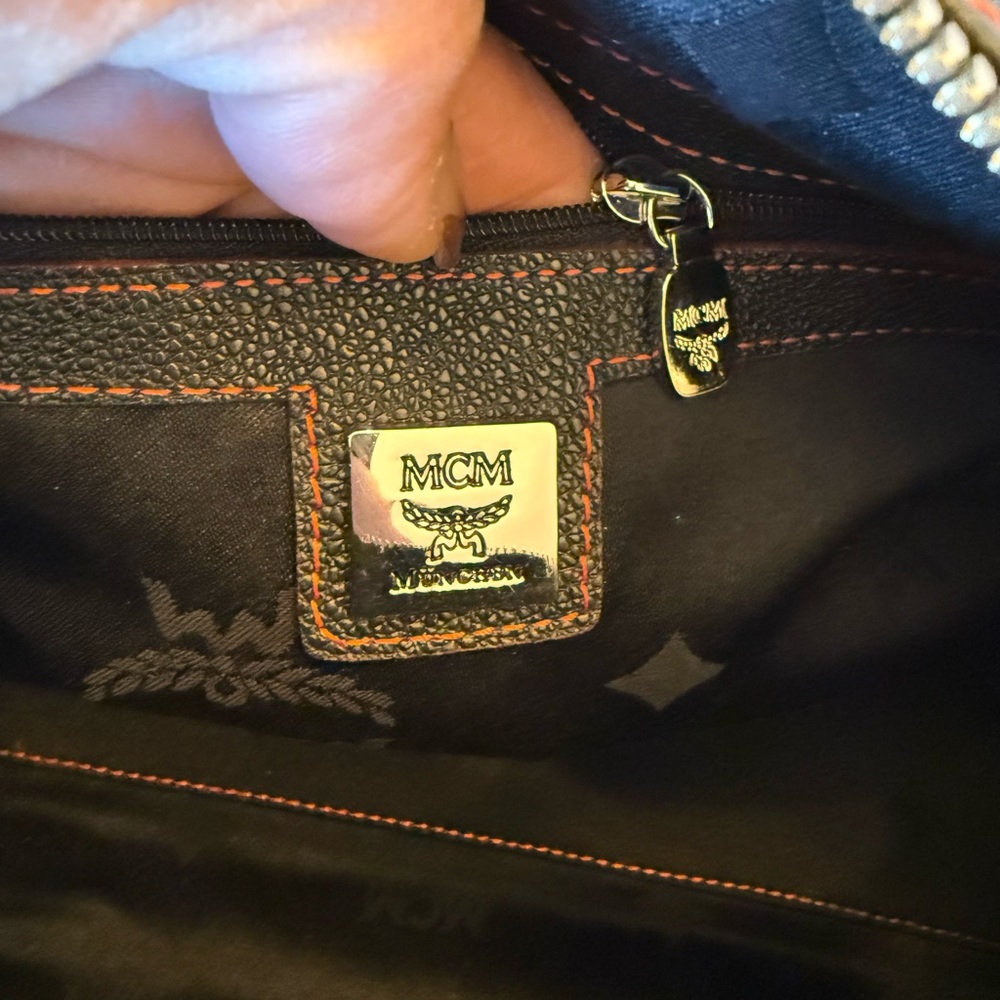 MCM Black Leather Satchel with Red Stitching - Picture 8 of 11